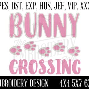 Bunny Crossing Embroidery Design, Embroidery Patterns, Machine Embroidery, pes, dst, exp, hus, jef, vip, xxx