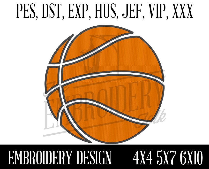 Basketball Embroidery Design, Embroidery Patterns, Machine Embroidery, Instant Download Digital File, Sports Embroidery