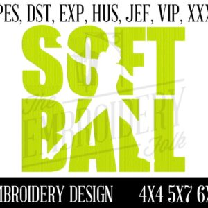 Softball Machine Embroidery Design, Softball Player Embroidery Designs, Softball Embroidery Design, Softball Embroidery Design