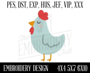 Chicken Embroidery Design, Farm Embroidery Patterns, Machine Embroidery, pes, dst, exp, hus, jef, vip, xxx