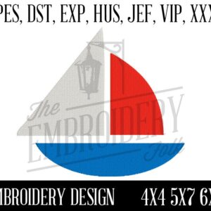 Sail Boat Embroidery Design, Nautical Embroidery Patterns, Machine Embroidery, pes, dst, exp, hus, jef, vip, xxx