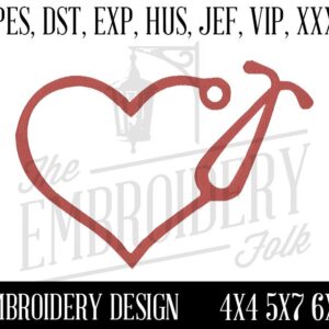Stethoscope Heart Embroidery Design - 4x4 5x7 6x10 Machine Embroidery Design - Embroidery File - pes dst exp hus jef vip xxx
