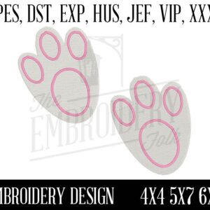 Bunny Feet Embroidery Design, Embroidery Patterns, Machine Embroidery, pes, dst, exp, hus, jef, vip, xxx