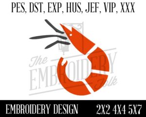 Shrimp Embroidery Design, Nautical Embroidery Patterns, Machine Embroidery, pes, dst, exp, hus, jef, vip, xxx