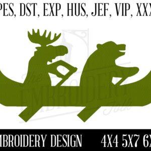 Bear Canoe Embroidery Design, Embroidery Patterns, Machine Embroidery Design, pes, dst, exp, hus, jef, vip, xxx
