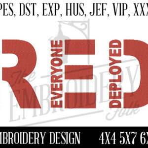 RED Deployment Embroidery Design, Embroidery Patterns, Machine Embroidery Design, pes, dst, exp, hus, jef, vip, xxx