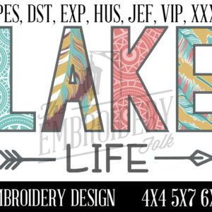 Lake Life Applique Design, Embroidery Patterns, Machine Embroidery, pes, dst, exp, hus, jef, vip, xxx