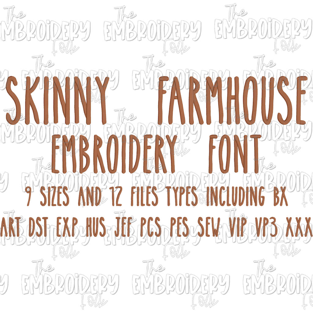 Skinny Farmhouse Machine Embroidery Font – THE SOUTHERN FOLK